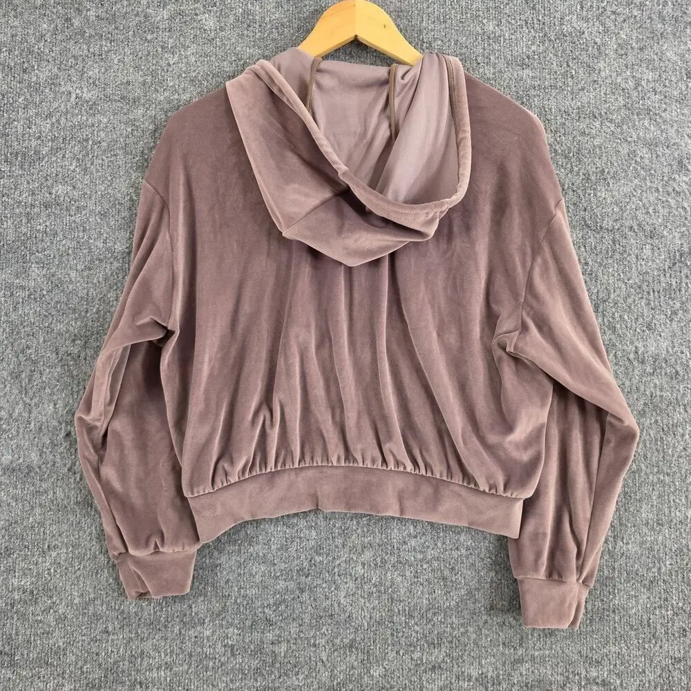 Alo Yoga Hoodie Women XS Velour Glimmer Full Zip Brown Yoga Gym Athleisure Chic